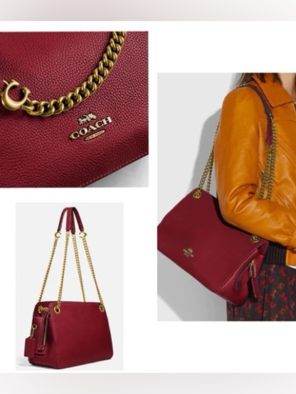 Coach Bryant Convertible Carryall In Brass/Deep Red - Picture 2 of 16